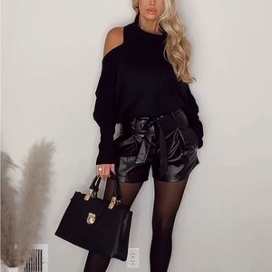 Leather high waisted shorts